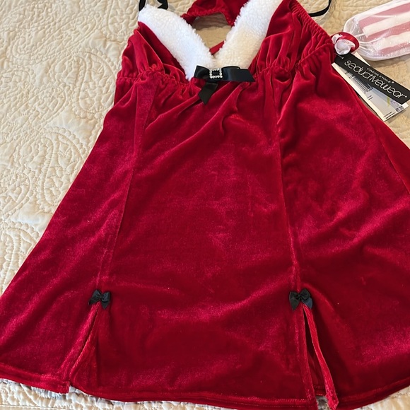 🆕 Seductive Wear by Cinema Etoile 3-PC Red Velour Christmas Red Babydoll Set L - Picture 5 of 14